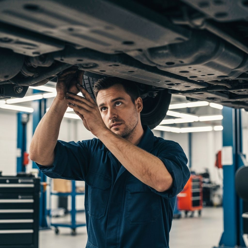 Professional mechanic working on a vehicle